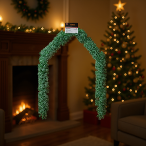 Guirnalda Navideña de PVC Verde Nieve de 16 Pies con Decoración de Corona para Colgar en la Pared, Decoración Navideña Tradicional - Product Image 2