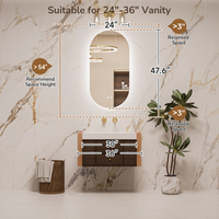 Miroir de salle de bain décoratif de luxe personnalisé tendance avec interrupteur tactile LED, design moderne mural, miroir de douche