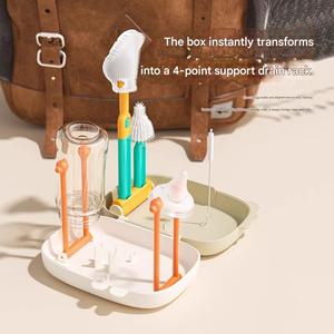 Séchoir à biberons prêt pour le voyage et ensemble de brosses de nettoyage-Design compact et pliable avec vidange, parfait pour le nettoyage des tasses en déplacement - Product Image 4