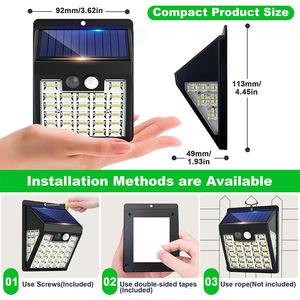 ALECTER Solar Powered Wireless LED Motion Sensor <b>Light</b> IP65 Waterproof 3 Modes Patio Garden <b>Fence</b> Porch Road Outdoor Security - Product Image 6
