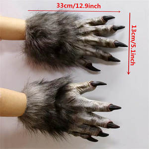 Gants d'effroiement en latex à griffes de loup pour Halloween, jeu de rôle, cosplay de loup, accessoires et accessoires de costume d'horreur pour festival - Product Image 4