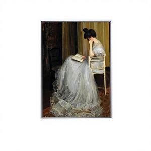 Arte Moderno Art Deco, Lienzo Impreso con Imagen de una Dama Leyendo, Panel Enmarcado Transparente para Colgar en la Pared - Product Image 1