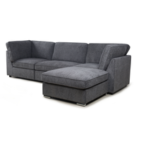 Canapé modulaire en tissu gris foncé en forme de L avec chaise longue pour salon