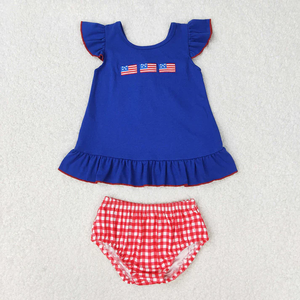 Independence Day Kids Clothing American Flag Embroidery Outfits 4th of July Boutique <b>Clothes</b> for Baby Toddler Girls Boys - Product Image 4