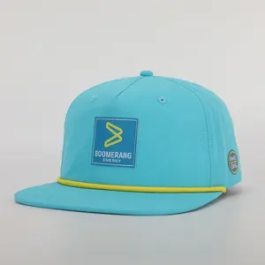 Vente en gros, 5 panneaux de haute qualité, Patch de bord plat non structuré Logo, séchage rapide, corde en Nylon imperméable, Snapback Gorras casquette