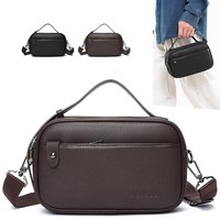Tas Genggam Bisnis Pria Kulit PU Fashion Baru Tas Tangan Kasual Warna Solid Kualitas Tinggi Tas Bahu Banyak Kantong