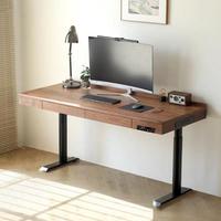 Bureau en bois à hauteur réglable pieds blancs bureau debout minimaliste Durable pour bureau à domicile avec tiroirs Ports USB modernes