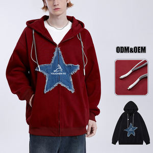 Felpa con Cappuccio e Zip YouChen Personalizzata con Ricamo a Stella, 100% Cotone, Design alla Moda con Coulisse, Vendita all'Ingrosso - Product Image 3