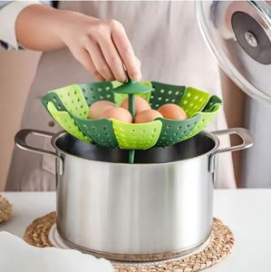 Customizable Logo Household Kitchen Portable Plastic Food <b>Steamer</b> Multi-Functional Folding Silicone Vegetable <b>Steamer</b> Basket - Product Image 3