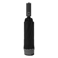 Parapluie inversé personnalisé 10K pour entreprise, avec bande réfléchissante, ouverture automatique, revêtement noir moderne, en pongé, pour adultes
