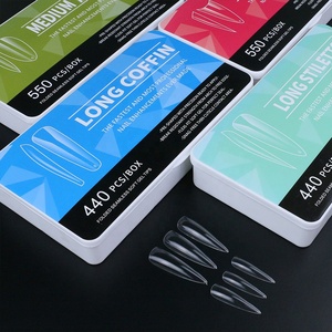 Venta al por mayor de fábrica: Caja de 550 puntas de uñas de gel suave, multiforma, pre-buffeadas y sin costuras, 11 tamaños para suministros de manicura. - Product Image 2