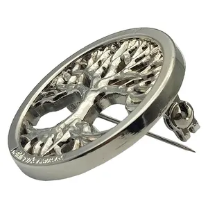 Custom Metal Pin Brooch With Butterfly Clutch Silver Plating Cut