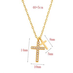 Nuevo Collar Religioso de Lujo con Cruz de Circonio, Collar con Colgante de Doble Cruz de Acero Inoxidable Chapado en Oro de 18K, Resistente al Agua, para Mujer - Product Image 2