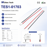 Modules de refroidissement et de chauffage TES1-01703 12x12x3.6 mm 2.06 V 3 A 3.57 W pour le contrôle thermique des échantillons PCR