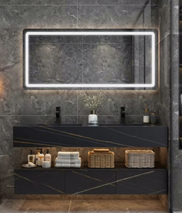 Meuble-lavabo de salle de bain d'hôtel de luxe avec design mural flottant, miroir et lavabo modernes étanches - Product Image 2