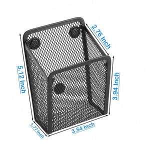 Magnetic Pencil Holder Metal Mesh Basket <b>Pen</b> Desk Organizer for Whiteboard Refrigerator Office Locker Accessories <b>White</b> Color - Product Image 2