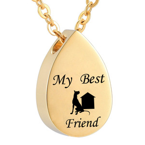 Collar de urna funeraria para cenizas, lágrima - Colgante conmemorativo de la casa y el perro de acero inoxidable 316L - Product Image 1