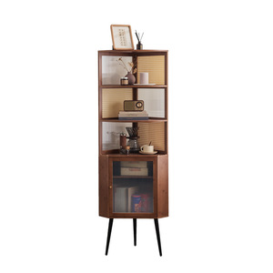 <b>Corner</b> <b>Cabinet</b> Walnut Color 5 Compartments Floor Standing Living Room Storage Shelf - Product Image 5