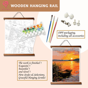 Peinture par numéros Paysage Coucher de soleil Lac Bateau Décoration murale 40x50cm Kit de peinture manuelle DIY pour adultes Loisirs Dessin manuel Bord du lac - Product Image 4