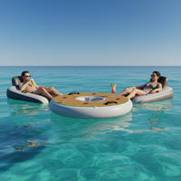Bar flottant gonflable rond et table aquatique robuste avec porte-gobelets et zone centrale pour seau à glace