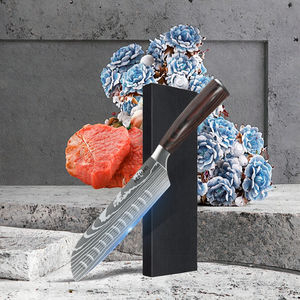 Juego de Cuchillos de Cocina de Acero Inoxidable Estilo Japonés, Mango de Madera Pakka, Acabado Pulido, Ambidiestro, para Rebanar, Sushi, Carne, Santoku - Product Image 3