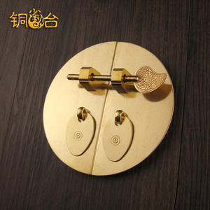 Antique Chinese Style <b>Furniture</b> Pull Rings Pure Copper Bookcase & Wardrobe Top Cabinet Doors with Plain <b>Lock</b> Noses Handles - Product Image 5