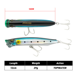 เหยื่อตกปลา WildTrek 12 ซม. 29 กรัม แบบ Popper สำหรับตกปลาผิวน้ำ ทำจากวัสดุ ABS แข็งแรง พร้อมตะขอเบ็ด 3 ตัว สำหรับตกปลาทะเ<span class=keywords><strong>ล</strong></span> ปลาแซลมอน และป<span class=keywords><strong>ล</strong></span>าดุก - Product Image 4