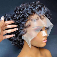 Perruque courte bouclée en dentelle 13x1, cheveux humains, perruque frontale en dentelle, cheveux de bébé naturels, couleur personnalisée pour femmes noires