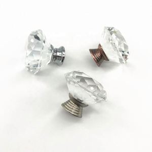 Perillas de cristal minimalistas redondas con base de zinc para muebles de dormitorio, armarios y cajones - Product Image 5