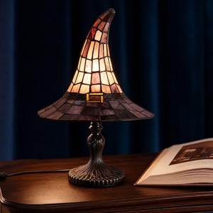 Halloween Stained Glass Witch Hat Acrylic LED Battery Operated <b>Portable</b> Night Light for Style <b>Table</b> <b>Lamp</b> Home Decorative - Product Image 4