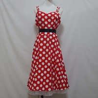 1950s 60s Karneval Kostüm Set Frauen Polka Dot 1950er Jahre Kleid Kostüm Mit 65cm Unterrock YTHC-010