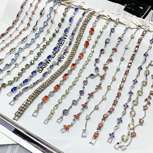 Braccialetto di zirconi colorati placcato oro reale design misto braccialetto di strass bling di cristallo di gemma a buon mercato all'ingrosso di alta qualità - Product Image 1