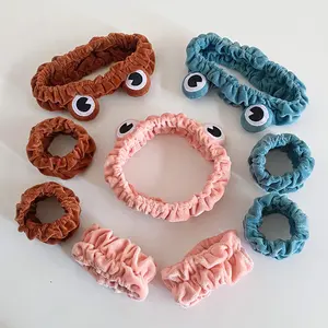 Yeni sevimli kurbağa gözler kafa elastik makyaj Hoop kadınlar ve kızlar için peluş Hairbands