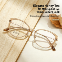 M6216 Desain Cat-eye Vintage dan Bergaya dengan Tampilan Alami, Bingkai Kacamata dengan Keahlian Kerajinan Lem Emas yang Halus