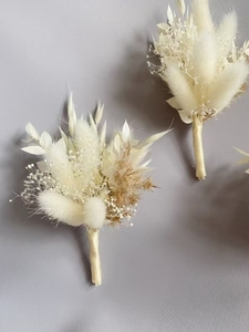 Boutonnière bohème blanche beige <span class=keywords><strong>taupe</strong></span> en fleurs séchées et stabilisées, accessoires pour homme pour la Saint-Valentin, Noël, Pâques et la maison - Product Image 4