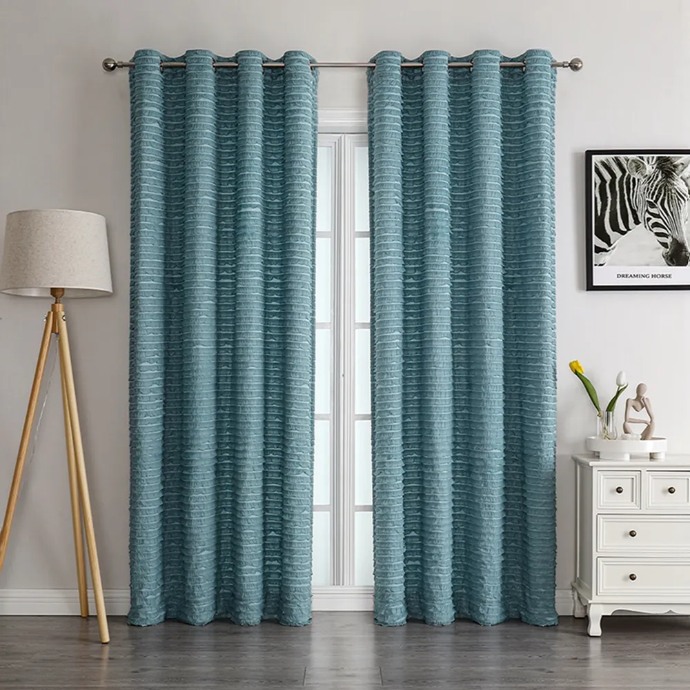 OWENIE grommet embossed sheer curtain royal blue ceilings lace windows curtains for living room