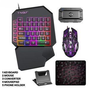 <span class=keywords><strong>Clavier</strong></span> et souris de jeu RGB à <span class=keywords><strong>une</strong></span> <span class=keywords><strong>main</strong></span>, 40 touches, filaire USB avec convertisseur pour mobile et PC - Product Image 4