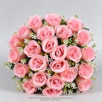 Bouquet de 18 grandes roses artificielles en soie pour la décoration de mariage