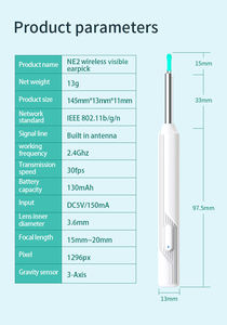 เครื่องมือกำจัดขี้หู HD พร้อมไฟ LED 6 ดวง กล้องส่องหูขนาดเล็ก 3 มม. สำหรับ <span class=keywords><strong>iPhone</strong></span>, iPad, Android - Product Image 4