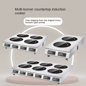 Table de cuisson à induction en acier inoxydable 110V 3000-3999W à 2 brûleurs avec écran tactile contrôlé par application et fonction vapeur et ébullition - Product Image 2