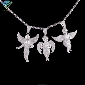 Pendentif ange plaqué or prêt à être expédié, diamant moissanite VVS, breloques en argent sterling 925 pour collier, bijoux - Product Image 2