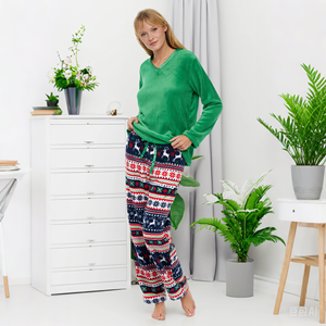 Ensemble de <span class=keywords><strong>pyjama</strong></span> polaire en flanelle d'hiver à manches longues pour femmes vêtements de nuit en peluche imprimés en polyester d'usine pour la saison d'automne - Product Image 2