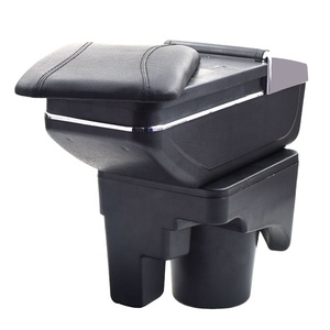 Accoudoir en cuir de qualité garantie, caisse de rangement intérieure à filetage rouge, ABS, repose-bras, accessoire <span class=keywords><strong>pour</strong></span> voiture <span class=keywords><strong>Ford</strong></span> <span class=keywords><strong>Fiesta</strong></span> 3 MK7, magasin central - Product Image 1
