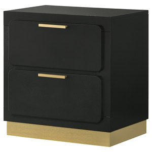 Sophia Black 2-<b>drawer</b> Nightstand Modern Bedroom <b>Storage</b> Cabinet Organizer - Product Image 3