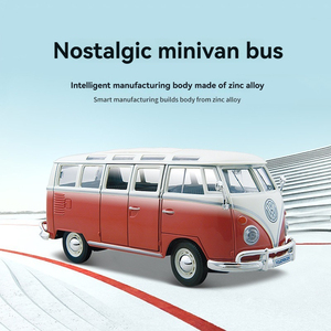 Modèle de <span class=keywords><strong>bus</strong></span> VW <span class=keywords><strong>SAMBA</strong></span> en alliage moulé sous pression 1:24 avec son et lumière, portes ouvrables, véhicule décoratif en métal, jouet pour garçon - Product Image 2