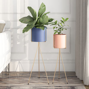 Macetas doradas de lujo para decoración interior, soporte grande y moderno de Metal, para plantas de jardín y plantas - Product Image 2