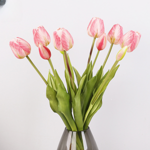 Bouquet de fleurs artificielles en caoutchouc souple, simulation de tulipes, décoration de bureau, fausses fleurs pour salon, accessoires de photographie, tulipes artificielles réalistes au toucher - Product Image 1