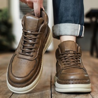 Chaussures montantes en microfibre pour hommes, tendance automne-hiver, polyvalentes, résistantes à l'usure, rehaussantes, solides