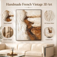 Peintures et décorations murales : Peinture à l'huile artisanale, style impasto texturé 3D vintage français, vente en gros, grande œuvre d'art pour salon
