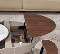 Table basse relevable créative en marbre, design moderne et durable pour usage extérieur, avec rangement en pierre microcristalline et structure en acier